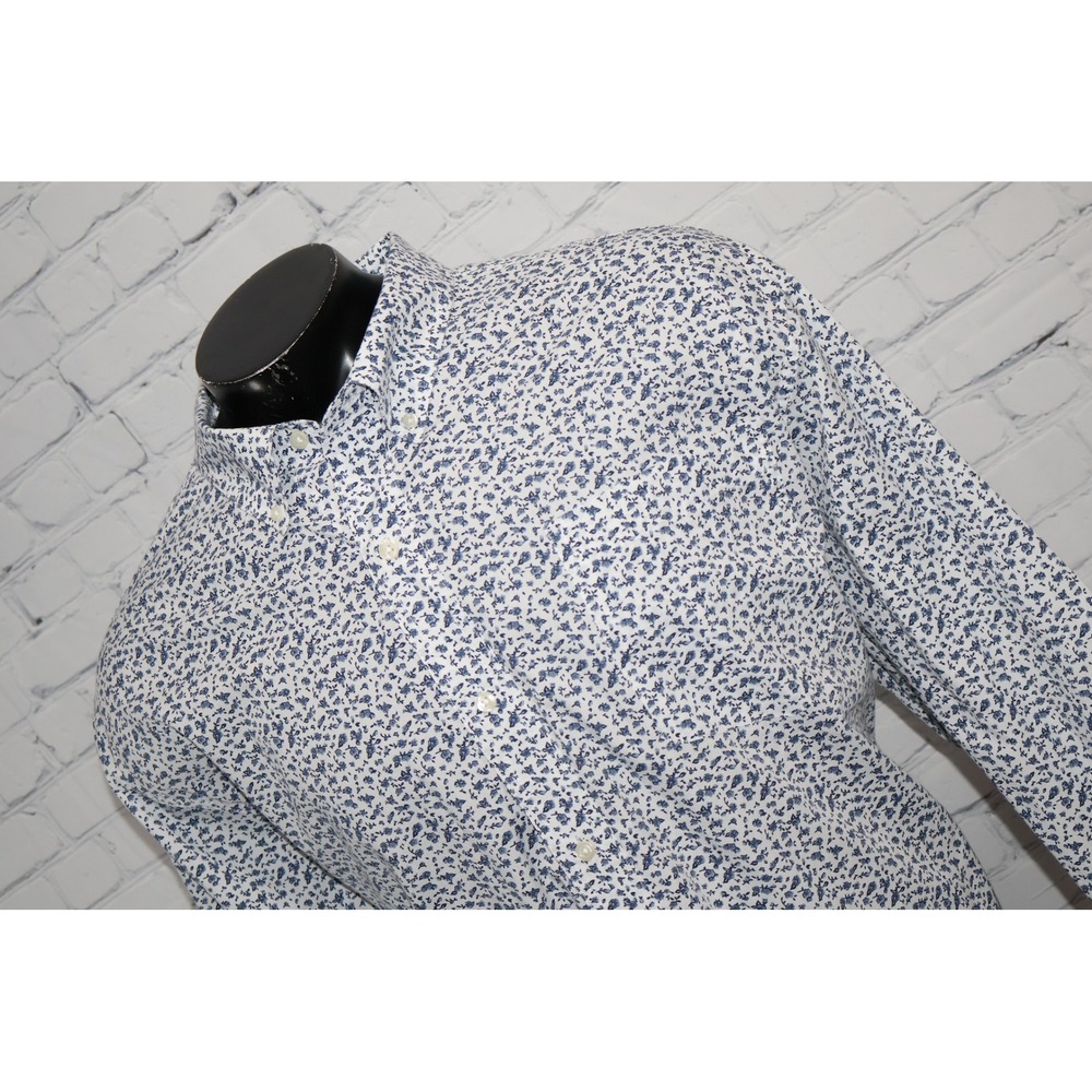 Chaps Button Down Shirt Mens 4XB BIG Blue Floral Natural Stretch Hawaiian